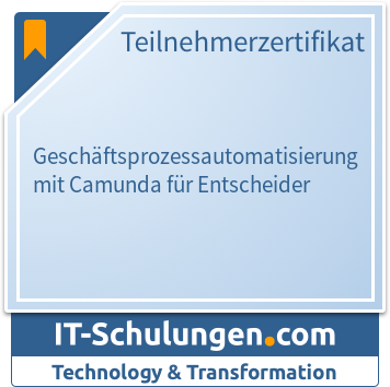 IT-Schulungen Badge: Geschäftsprozessautomatisierung mit Camunda für Entscheider