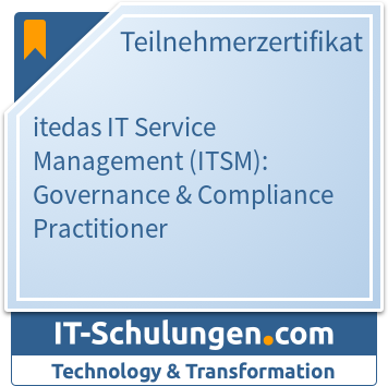IT-Schulungen Badge: itedas.org IT Service Management (ITSM): Governance & Compliance Practitioner