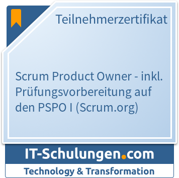 IT-Schulungen Badge: Scrum Product Owner - inkl. Prüfungsvorbereitung auf den PSPO I (Scrum.org)