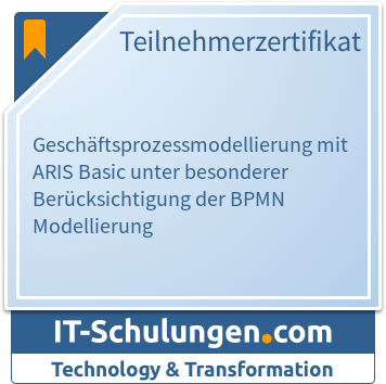 IT-Schulungen Badge: Geschäftsprozessmodellierung mit ARIS Basic unter besonderer Berücksichtigung der BPMN Modellierung